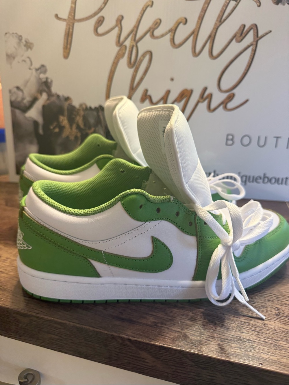 Nike Jordan 1 Low SE Sneakers in Green and White